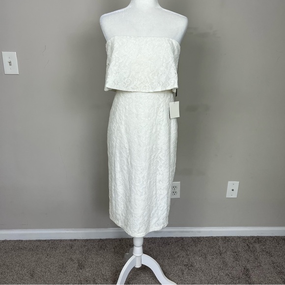 NWT LULUS LET’S GO OUT TONIGHT WHITE LACE STRAPLESS BODY CON DRESS SIZE MEDIUM - Picture 6 of 16